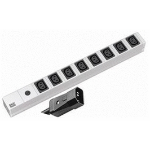 Bachmann 19'' 2m 8 IEC320 C13 H05VV-F 3G 1.50mm² power extension 8 AC outlet(s) Black, Silver