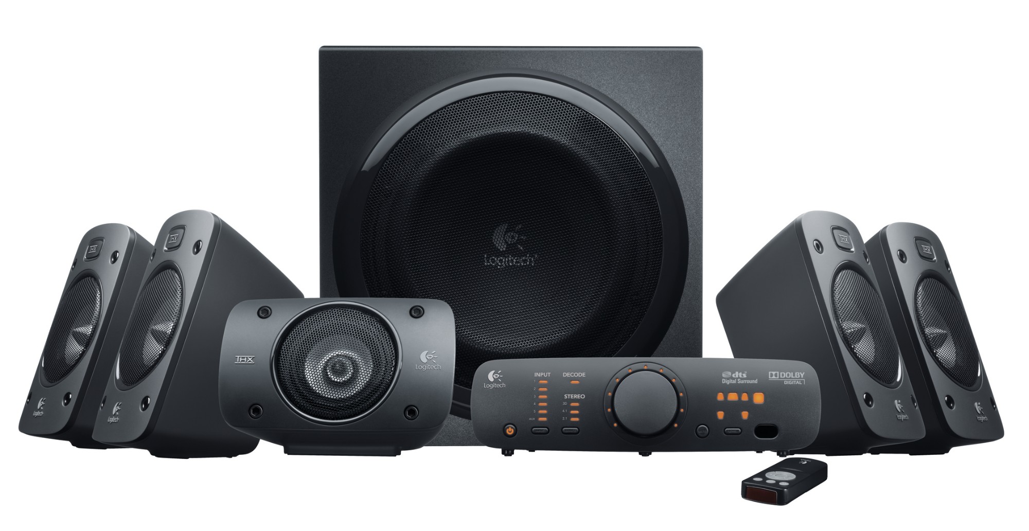 The office stack Round and round Logitech Surround Sound Speakers Z906 500 W Black 5.1 channels
