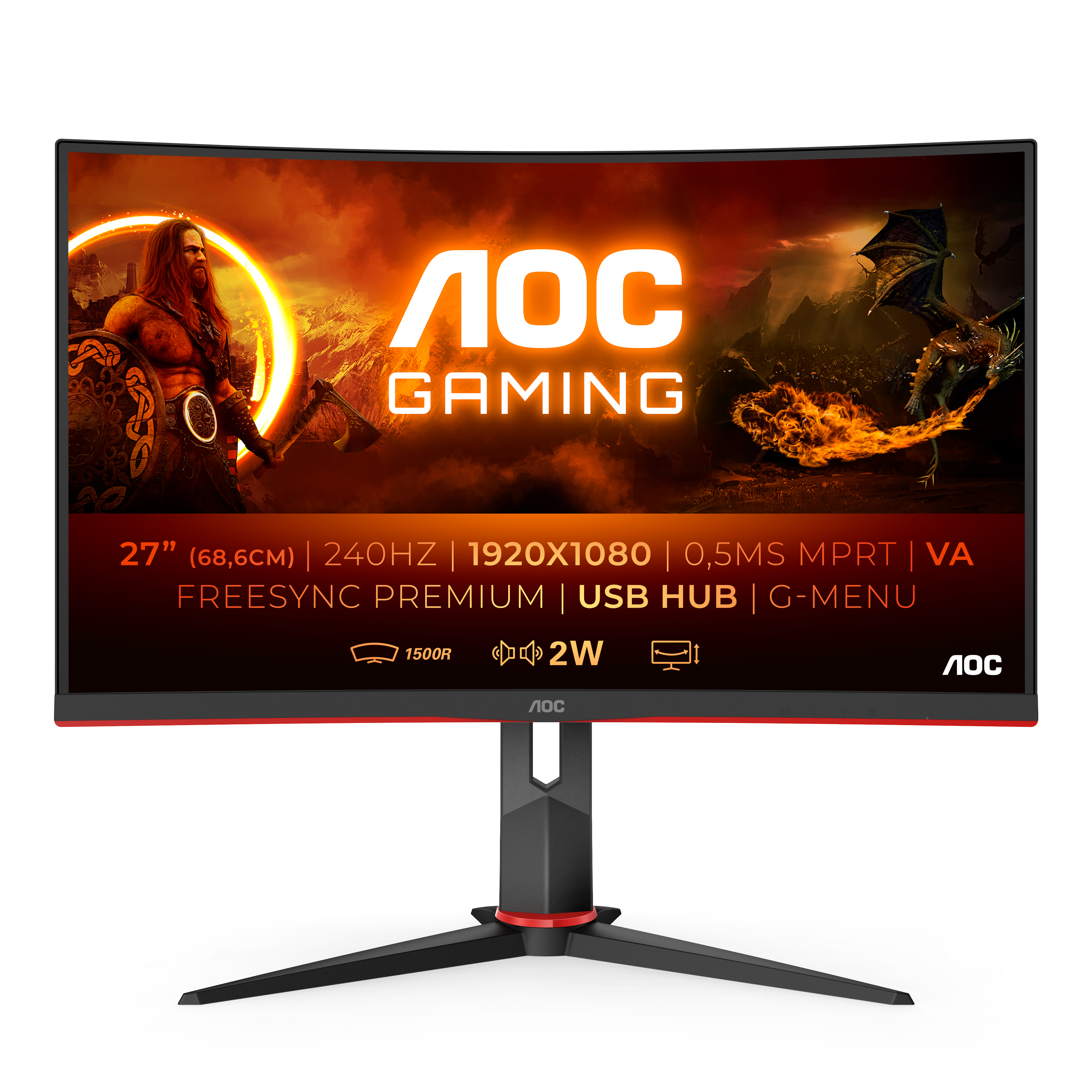 Image of AOC G2 C27G2ZU/BK computer monitor 68.6 cm (27") 1920 x 1080...