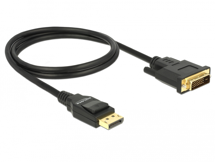 85312 DELOCK Kabel Displayport 1.2 Stecker > DVI 24+1 Stecker Passiv 1 m schwarz
