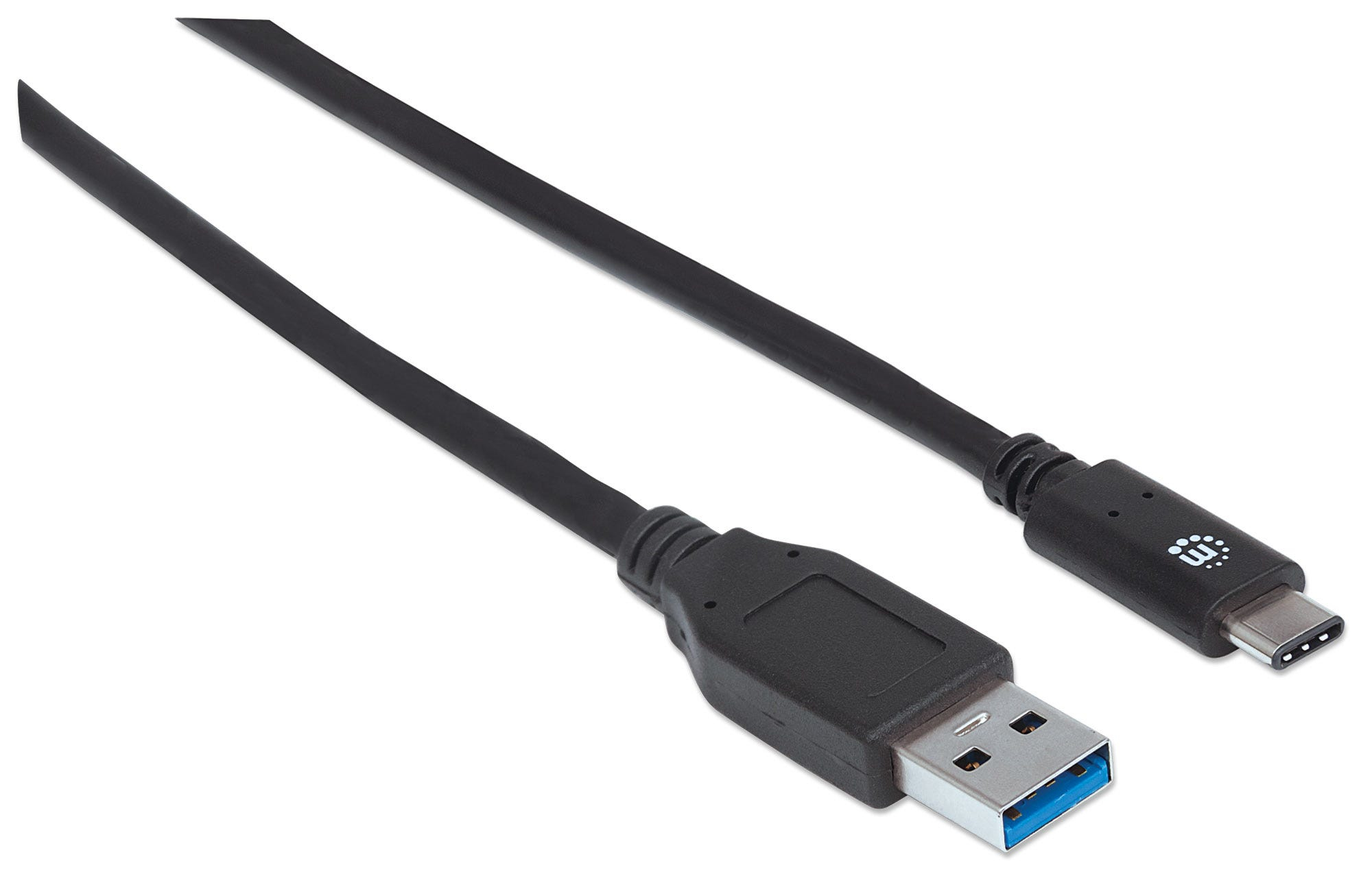 Manhattan USB-C to USB-A Cable, 1m, Male to Male, 10 Gbps (USB 3.2 Gen2 aka USB 3.1), 3A (fast charging), Black, Lifetime Warranty, Polybag