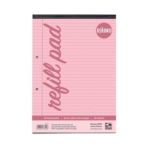Image of Rhino A4 Special Refill Pad 50 Leaf, Pink Tinted Paper, F8M (Pack...