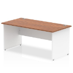 Dynamic Impulse Straight Office Desk W1600 x D800 x H730mm Panel End Leg Walnut Finish White Frame - TT000013 DD