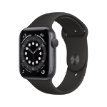 Apple Watch Series 6 GPS, 44mm Space Gray Aluminium Case with Black Sport Band - Regular