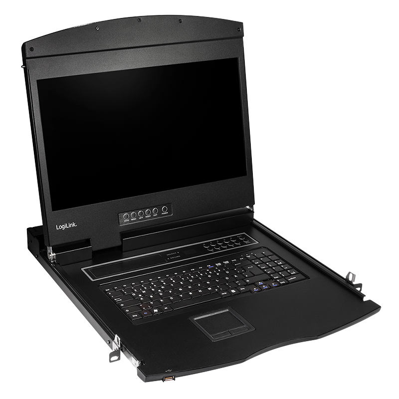 LogiLink KVM Console with 19" Full HD LCD Screen, HDMI, German keyboard layout