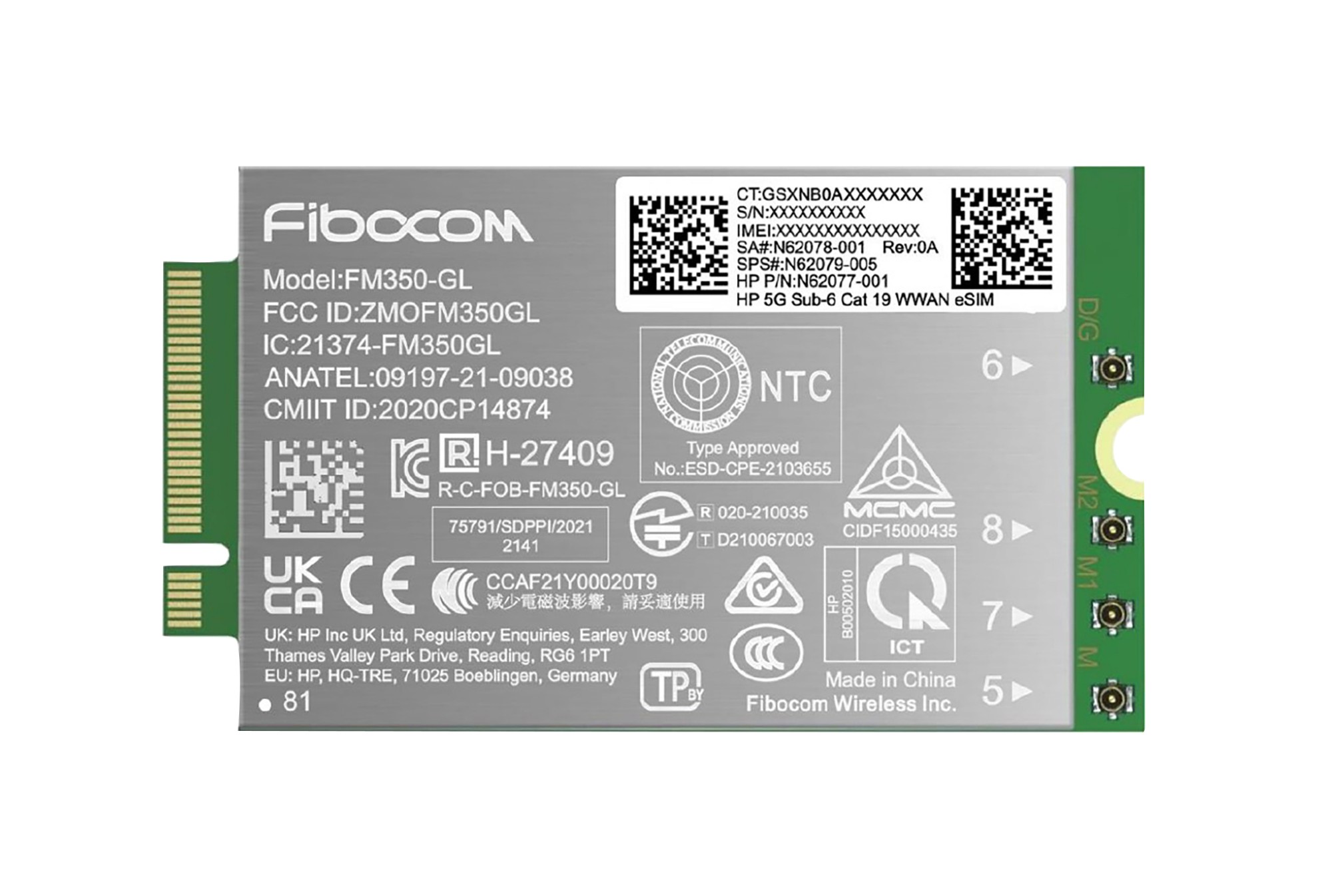 HP 5G Sub-6 Cat 19 WWAN interface cards/adapter