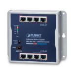 PLANET IP30 Industrial 8-Port Unmanaged Gigabit Ethernet (10/100/1000) Power over Ethernet (PoE) Grey