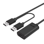 UNITEK Y-279 USB cable USB 2.0 20 m 2 x USB A USB A Black