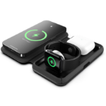 Cygnett MagTravel 15W 3-in-1 Wireless Charger - BlacK (CY4530WIRDE),MagSafe & Qi2 Compatible,1M USB-C Cable, Perfect for Travel, 2 Years Warranty