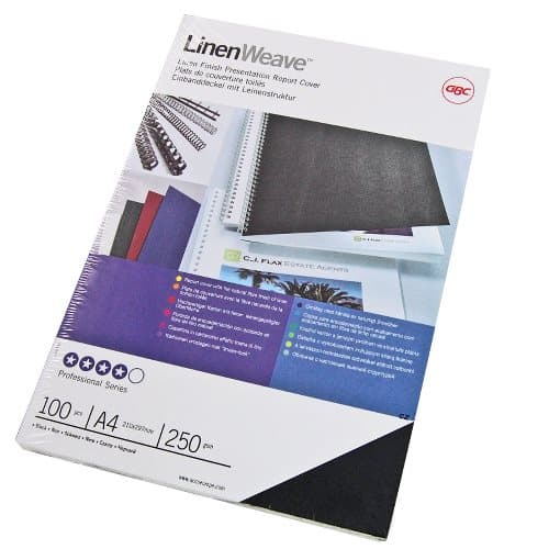 GBC LinenWeave A4 Binding Cover 250gsm Black (Pack of 100) CE050010