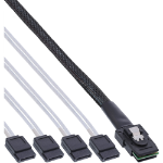 InLine SAS cable, Mini SAS SFF8087 to 4x SATA, Crossover, OCF, 0.50m