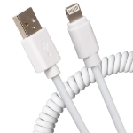 Maplin USB-A to Lightning Connector Coiled Curly Cable  12W Extending to 0.5m White