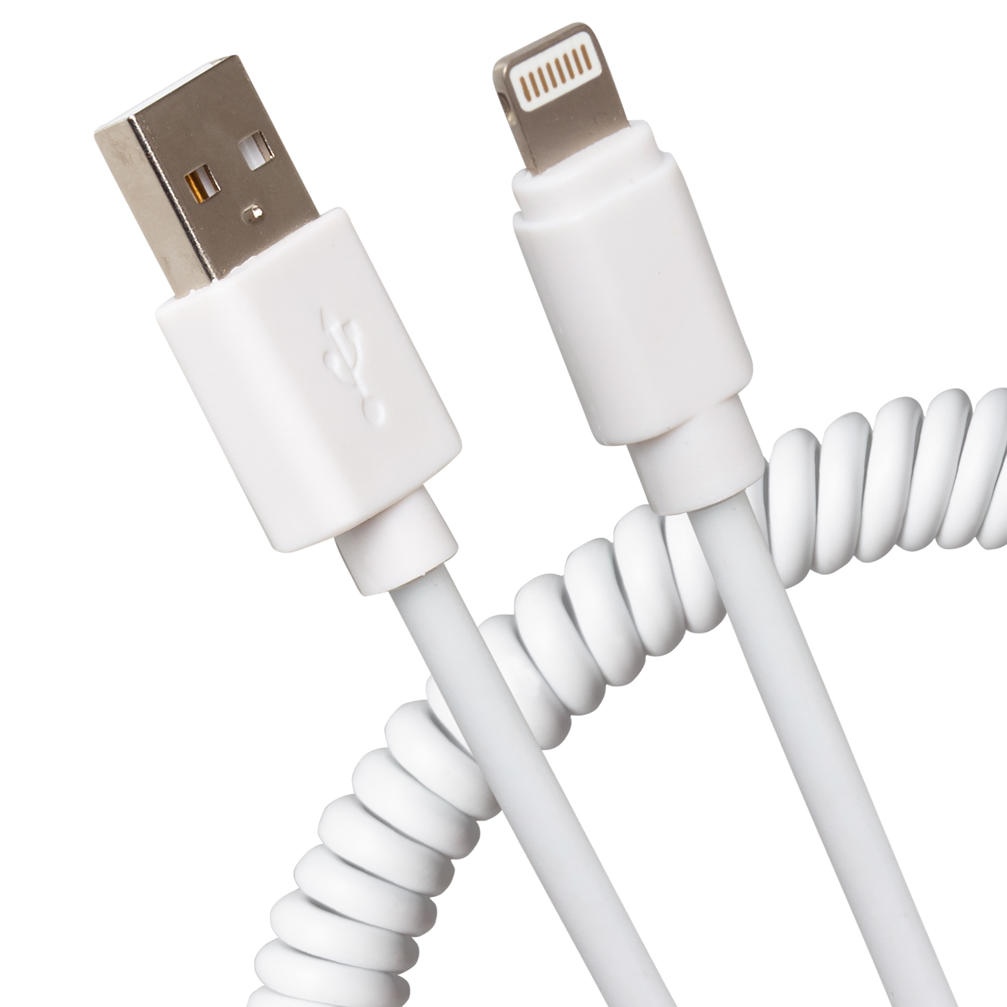 Maplin White Usb-A To Lightning Connector Coiled Curly Cable 12W Extending