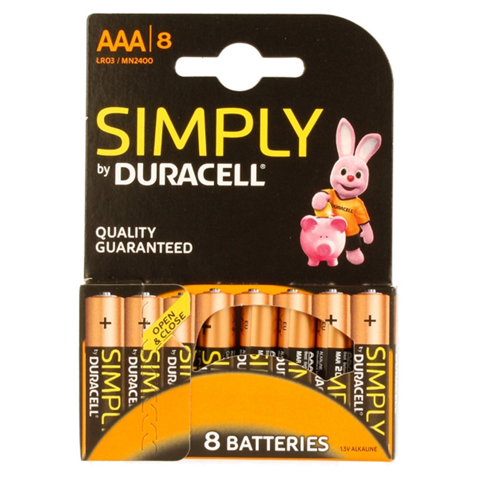 Image of Duracell Simply Alkaline Pack of 8 AAA Batteries