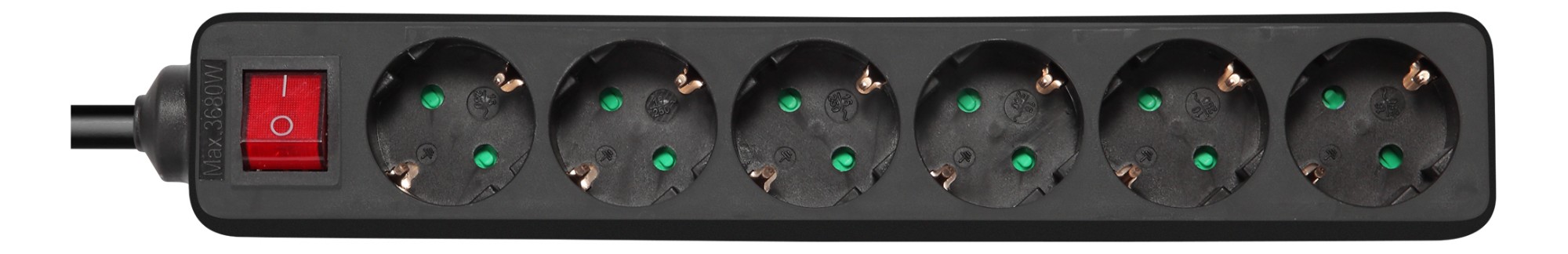 EU Product - Earthed power strip, 1xCEE 7/7, 6xCEE 7/3, child protected, 3m - Black thumbnail
