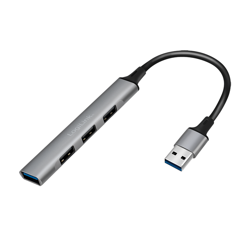 Photos - Other for Computer LogiLink USB 3.0 Hub, 4-port, USB-A, ultra-slim, aluminum, grey UA0391 