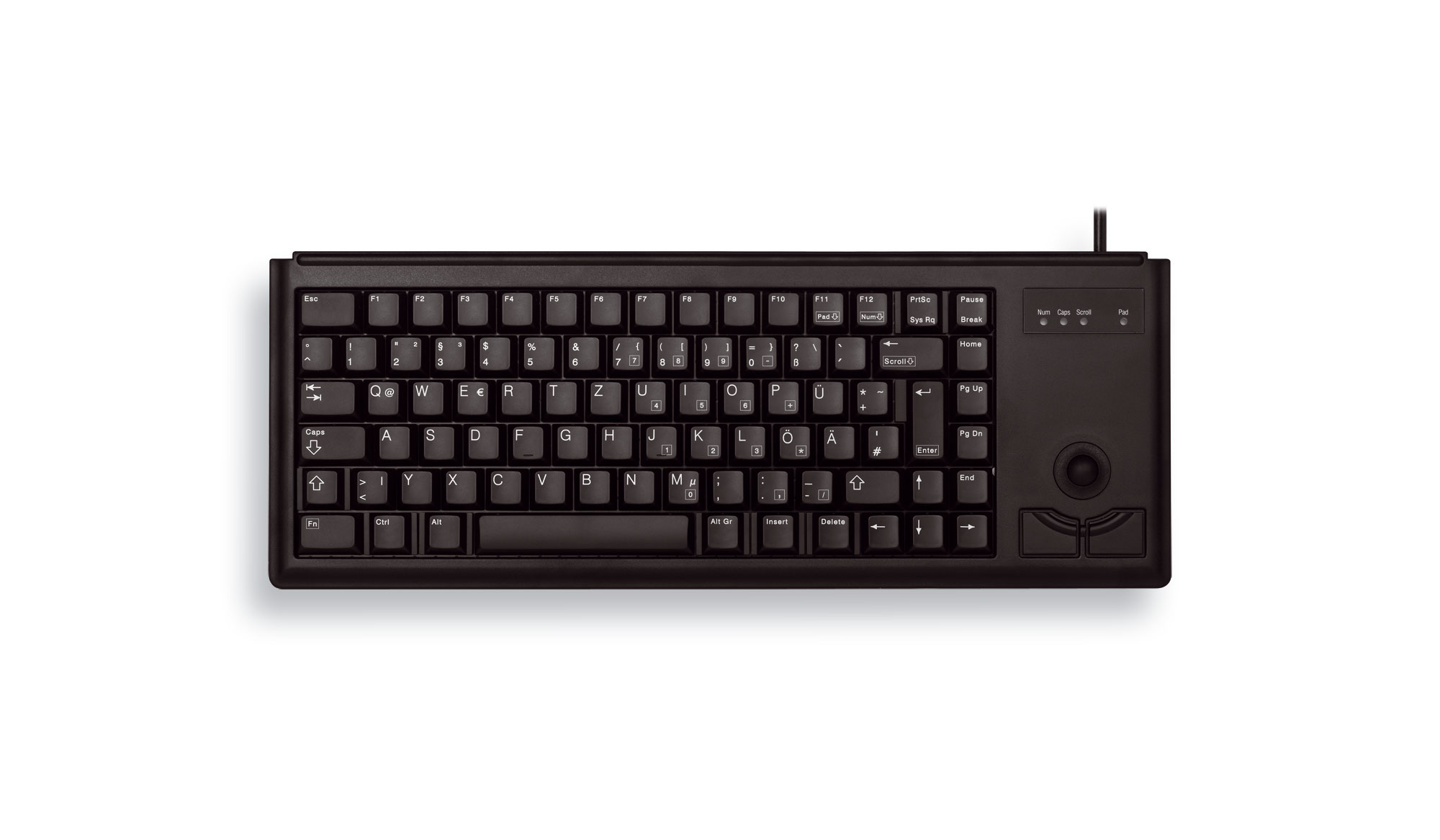 Image of CHERRY G84-4400 TRACKBALL KEYBOARD Corded, USB, Black, (QWERTY - UK)