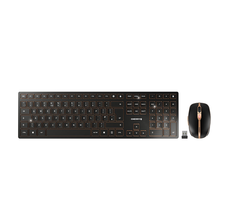CHERRY DW 9100 SLIM keyboard Mouse included Universal RF Wireless + Bluetooth QWERTY UK English Black