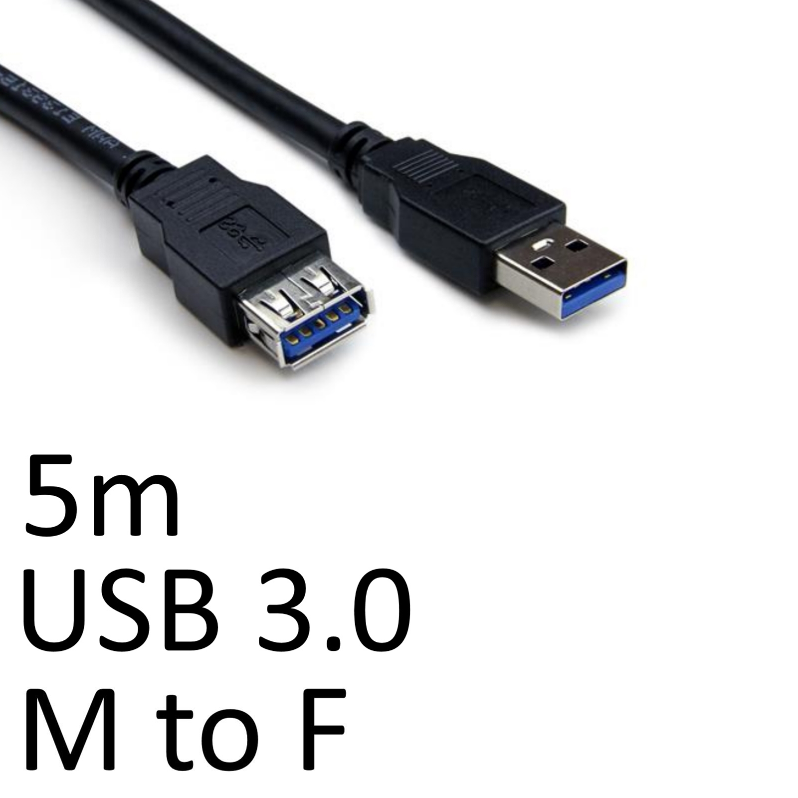 Image of TARGET USB 3.0 A (M) to USB 3.0 A (F) 5m Black OEM Extension Data...