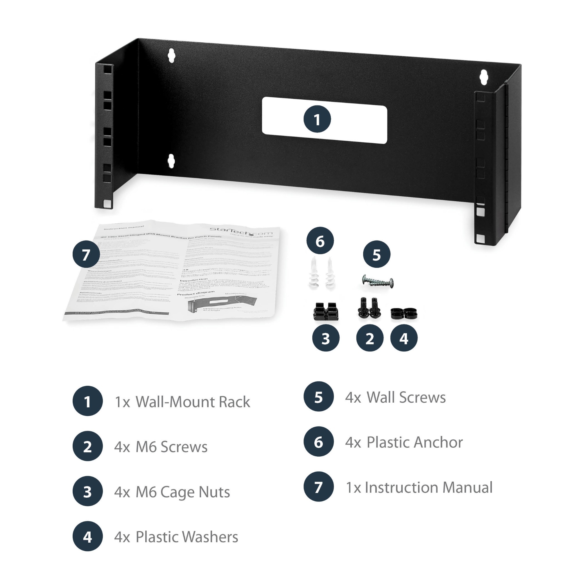 StarTech.com 4U 19in Hinged Wall Mounting Bracket for Patch Panels