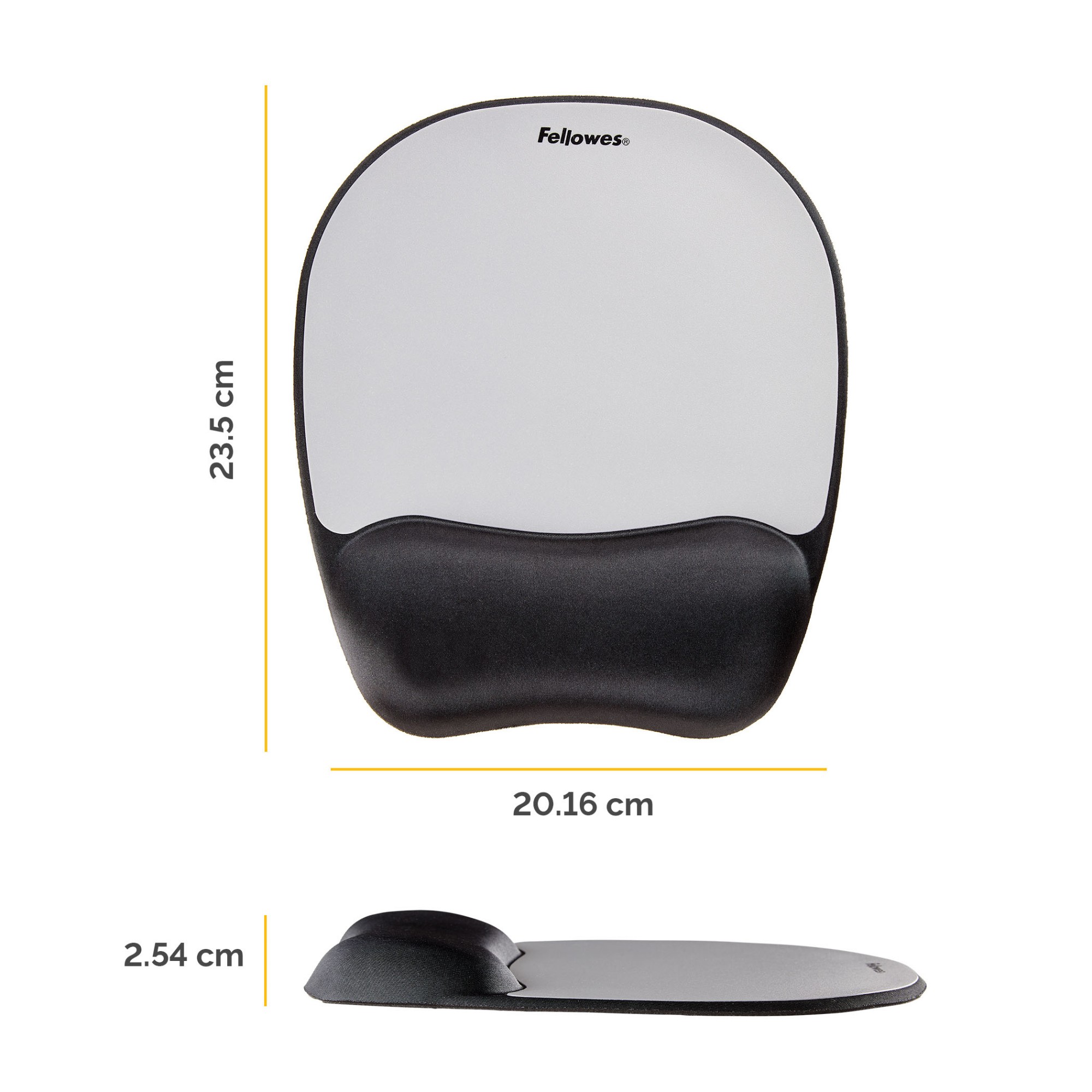 Fellowes Memory Foam Mouse Pad Wrist Support Black/Silver 9175801