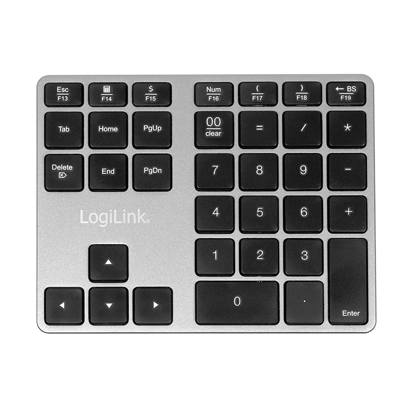 LogiLink ID0187 numeriskt tangentbord Universal Bluetooth Gjuten aluminium, Svart
