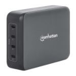 Manhattan Four USB-C PD Ports with up to 140 W per Port, 240 W Total Output, Power Delivery 3.1, Black