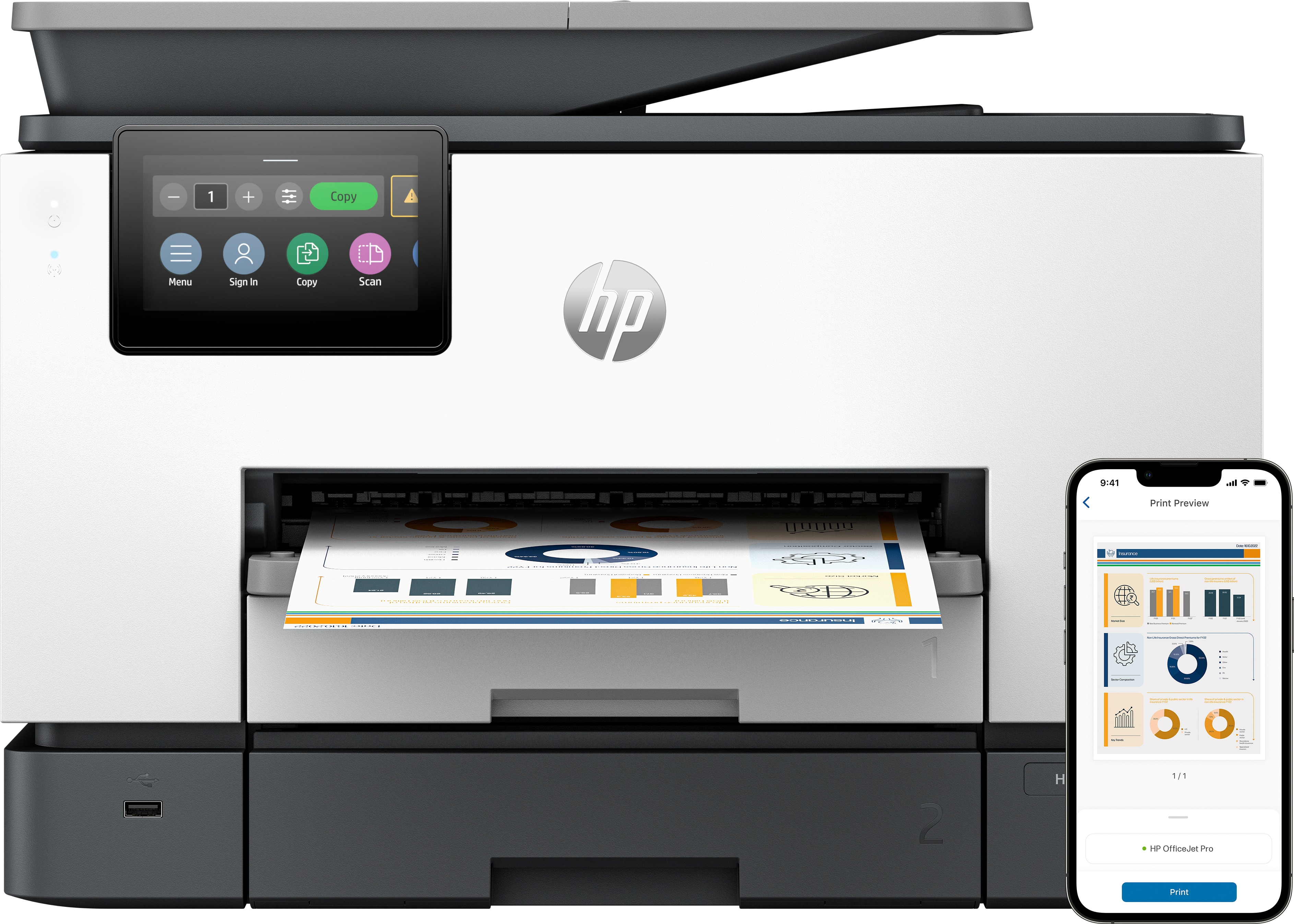 Image of HP OfficeJet Pro 9130b All-in-One Printer, Color, Printer for...