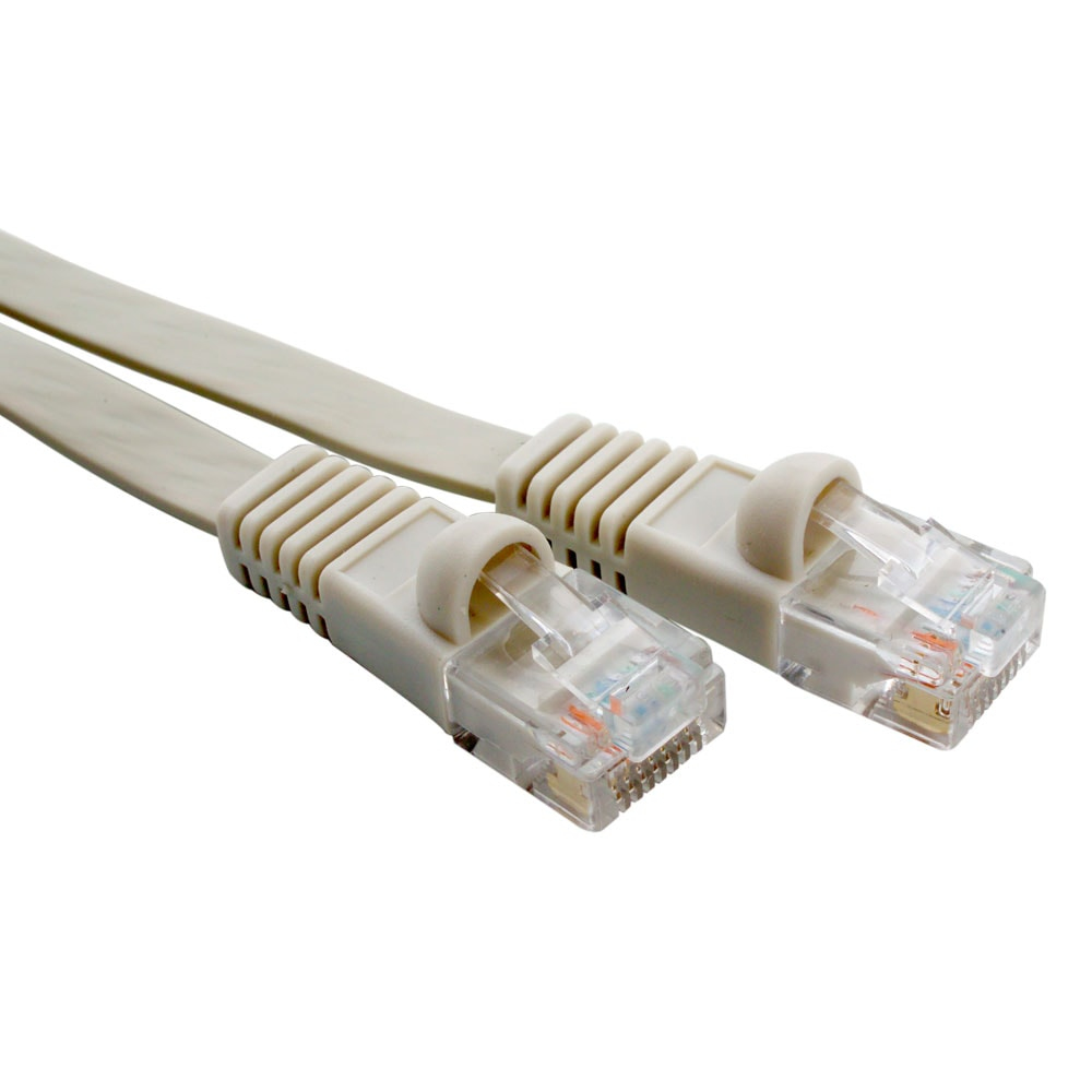 Videk Cat6 Booted UTP RJ45 to RJ45 Patch Cable Beige 15Mtr Flat