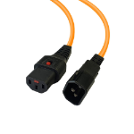 Videk IEC LOCK (C13) F to IEC (C14) M Mains Power Cable - Orange 5m