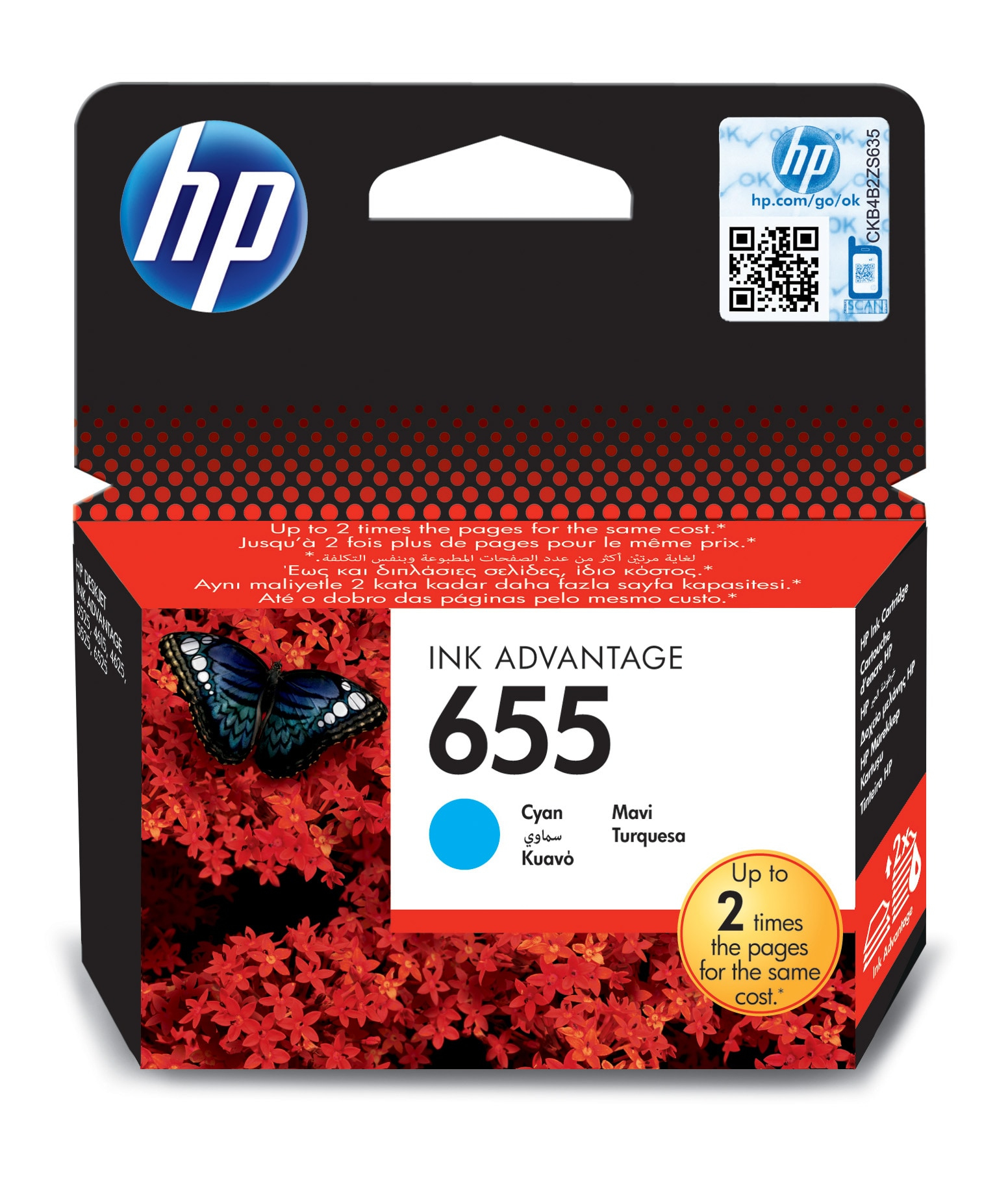 HP CZ110AE/655 Printhead cartridge cyan, 600 pages ISO/IEC 24711 for HP DeskJet 3525