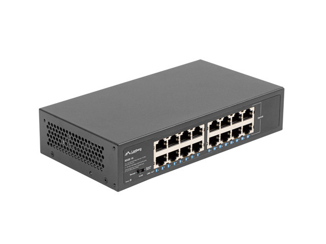 Lanberg RSGE-16 network switch Unmanaged Gigabit Ethernet (10/100/1000) 1U Black