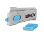 Lindy DisplayPort Blocker Kit, Blue (1x Key, 4x Locks)