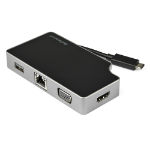StarTech.com USB C-multiportadapter till 4K HDMI eller 1080p VGA - USB Type C-resedocka med 95 W PD Pass-through, USB-A, Gigabit Ethernet - Mini-dockningsstation för USB-C-skärmadapter