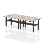 Dynamic Air Back-to-Back W1400 x D600mm Height Adjustable Sit Stand 4 Person Bench Desk With Cable Ports Grey Oak Finish Black Frame - HA01896 DD