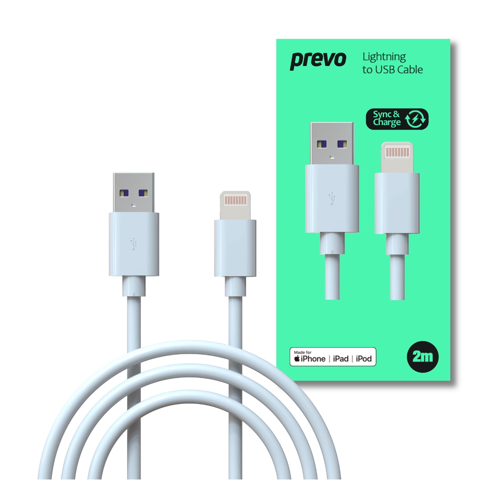 Image of PREVO USB-LIGHTNING-2M lightning cable White