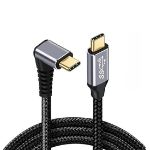 PISEN Braided USB-C to USB-C Right Angle Cable (1M) - Black,  100W Power, Support 10Gbps Data Speed, Reversible Design