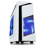 CIT F3 White Matx Gaming Case with 12cm Blue LED Fan & Blue Stripe