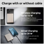 Intenso MW10000 Magnetic Power Bank 10000 mAh – MagSafe Compatible, 15W Wireless Charging, 20W USB-C PD, For iPhone & Android – Tested in Germany – Champagne