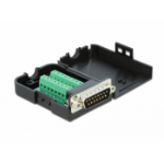 DeLOCK 66568 tussenstuk voor kabels serial Sub-D15 16 pin terminal block Zwart