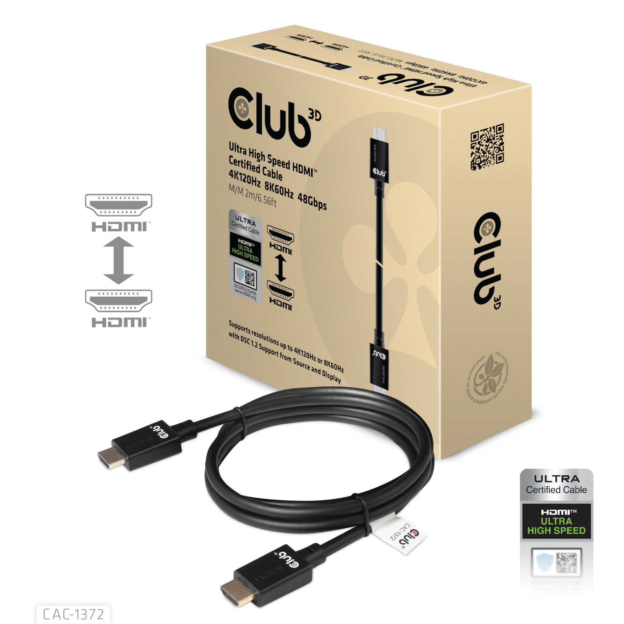 Photos - Cable (video, audio, USB) Club3D Ultra High Speed HDMI 4K120Hz. 8K60Hz Certified Cable 48Gbps M/ CAC-1372 