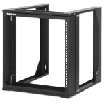 Intellinet 19" Wall Mount Open Frame Network Rack, 9U, Front-hinged Swing Frame Flat Pack, 2-Post, 17.7 in. Depth, Black RAL 9004