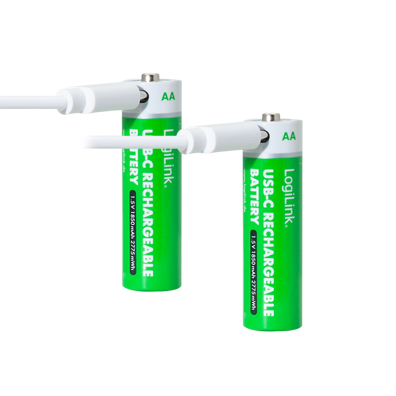 LogiLink Battery, Rechargeable over USB-C, Li, AA, 2pcs. Blister