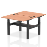 Dynamic Air Back-to-Back W1200 x D800mm Height Adjustable Sit Stand 2 Person Bench Desk With Cable Ports Beech Finish Black Frame - HA01638 DD