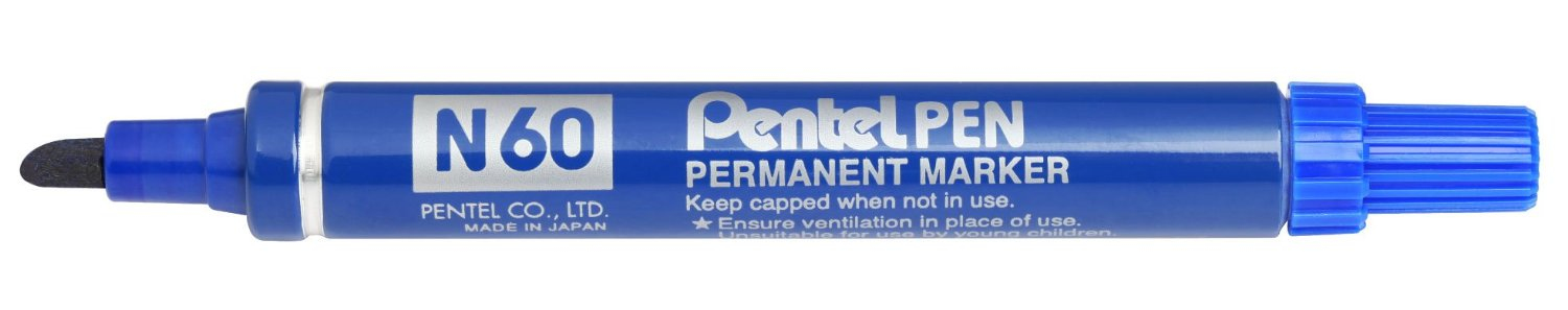 Image of Pentel N 60 permanent marker Chisel tip Blue 12 pc(s)