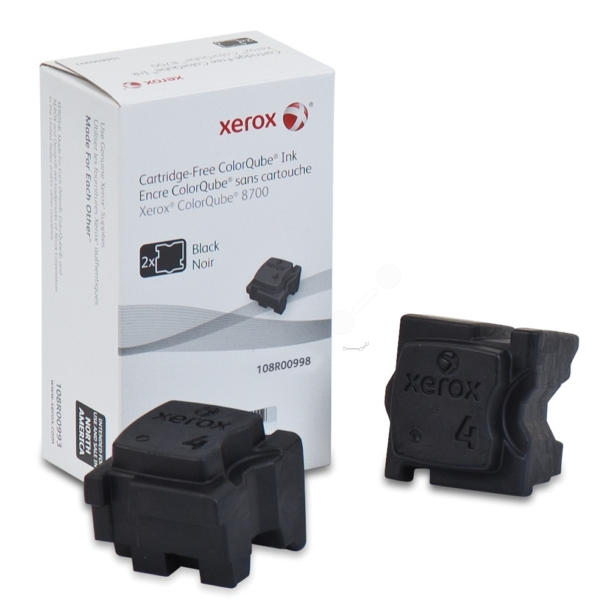 Image of Xerox 108R00998 Dry ink in color-stix black, 2x4.5K pages Pack=2...