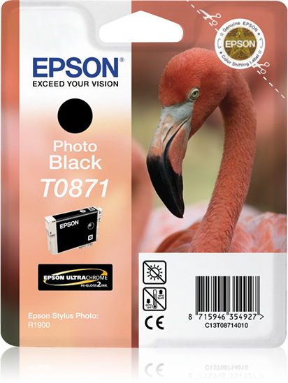 Epson C13T08714010|T0871 Ink cartridge foto black, 200 pages 11.4ml for Epson Stylus Photo R 1900