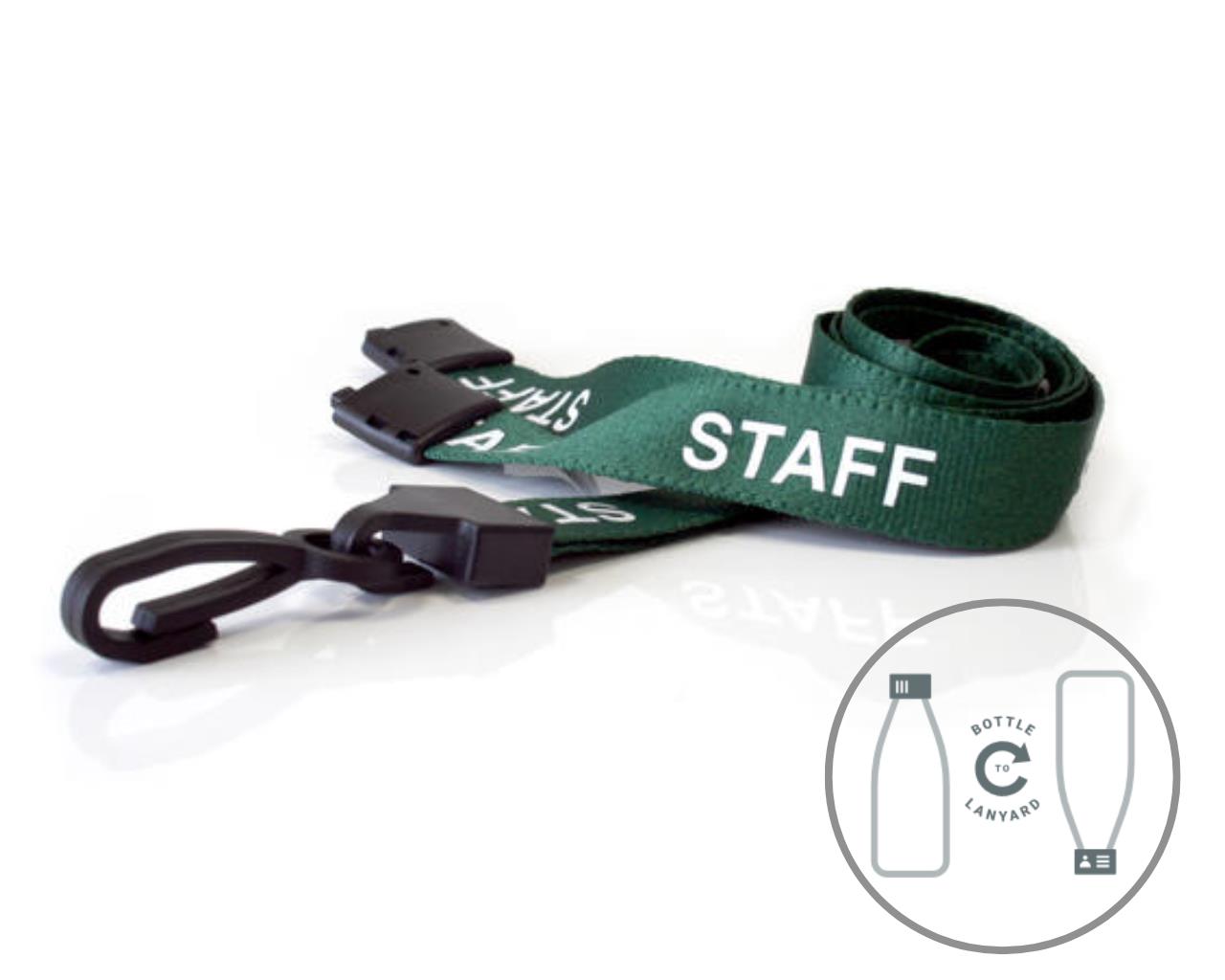 Digital ID 15mm Recycled Green Staff Lanyards with Plastic J Clip (Pac