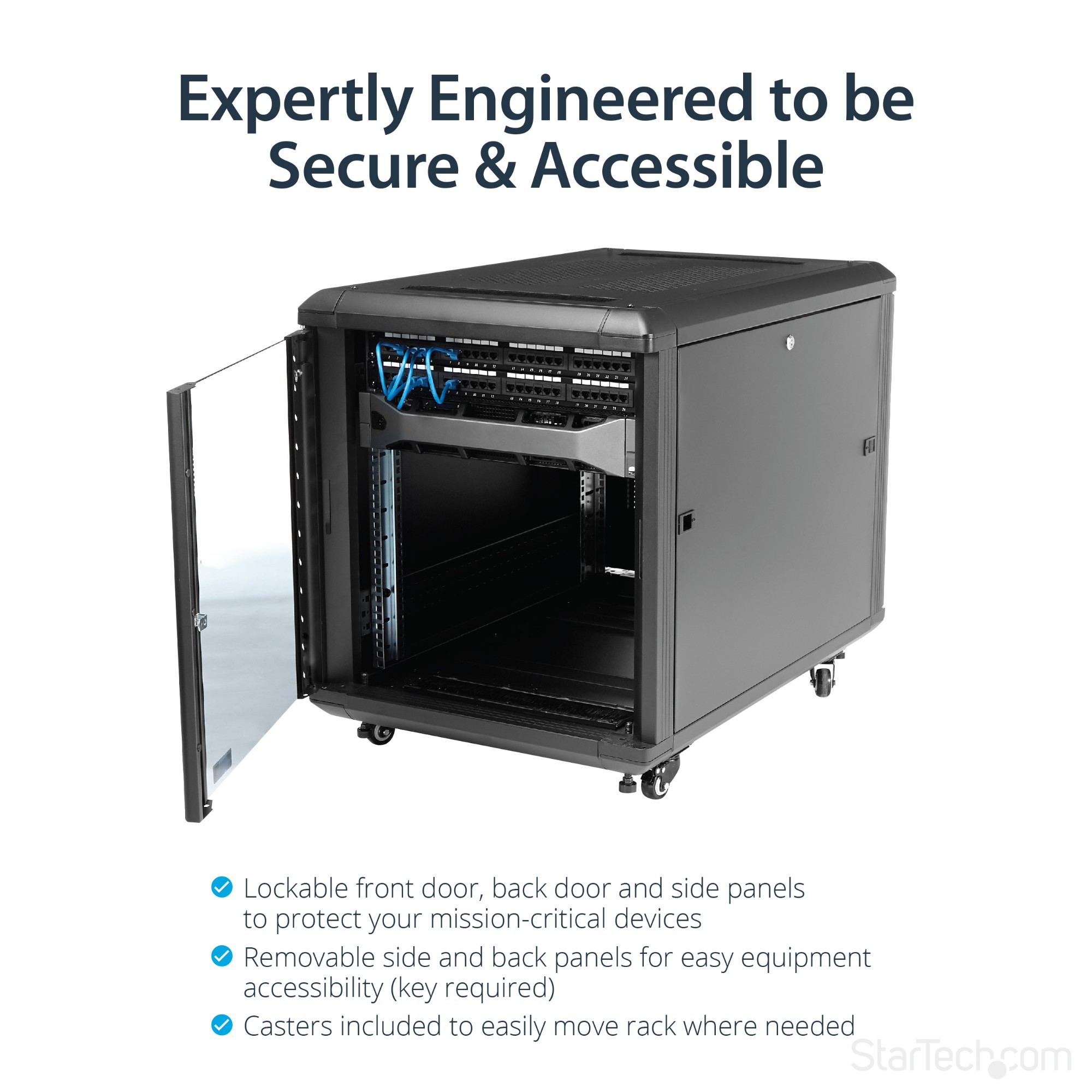 StarTech.com 12U Knock-Down Server Rack Cabinet with Casters - 29 in ...