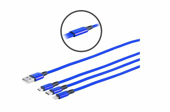 Microconnect MC-USBA-3WAY USB cable 1.2 m Blue